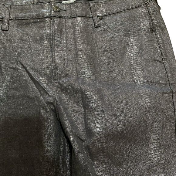 Chicos Size 3 16 Womens So Slimming Girlfriend Coated Silver Gator Ankle Jeans - Picture 6 of 14